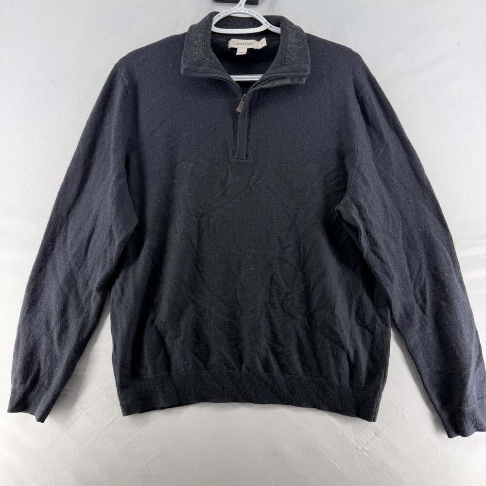 1599 Calvin Klein Quarter-Zip Sweater Size L Black